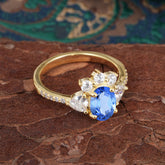 2 Carat Cluster Sapphire Promise Ring Unique Oval Shaped Pave Halo Ring